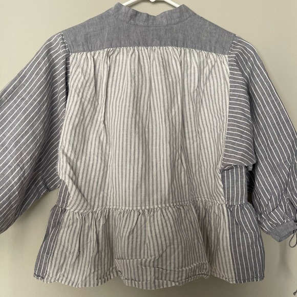 JW Anderson x Uniqlo | Linen Cotton Gray Pinstripe Lightweight Top Prairie - Picture 6 of 6